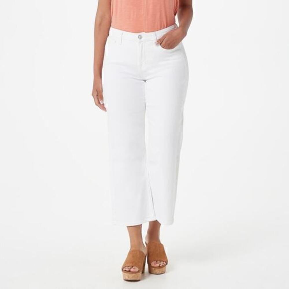 7‎ For All Mankind Cropped Wide Leg White Jeans Size 32 New